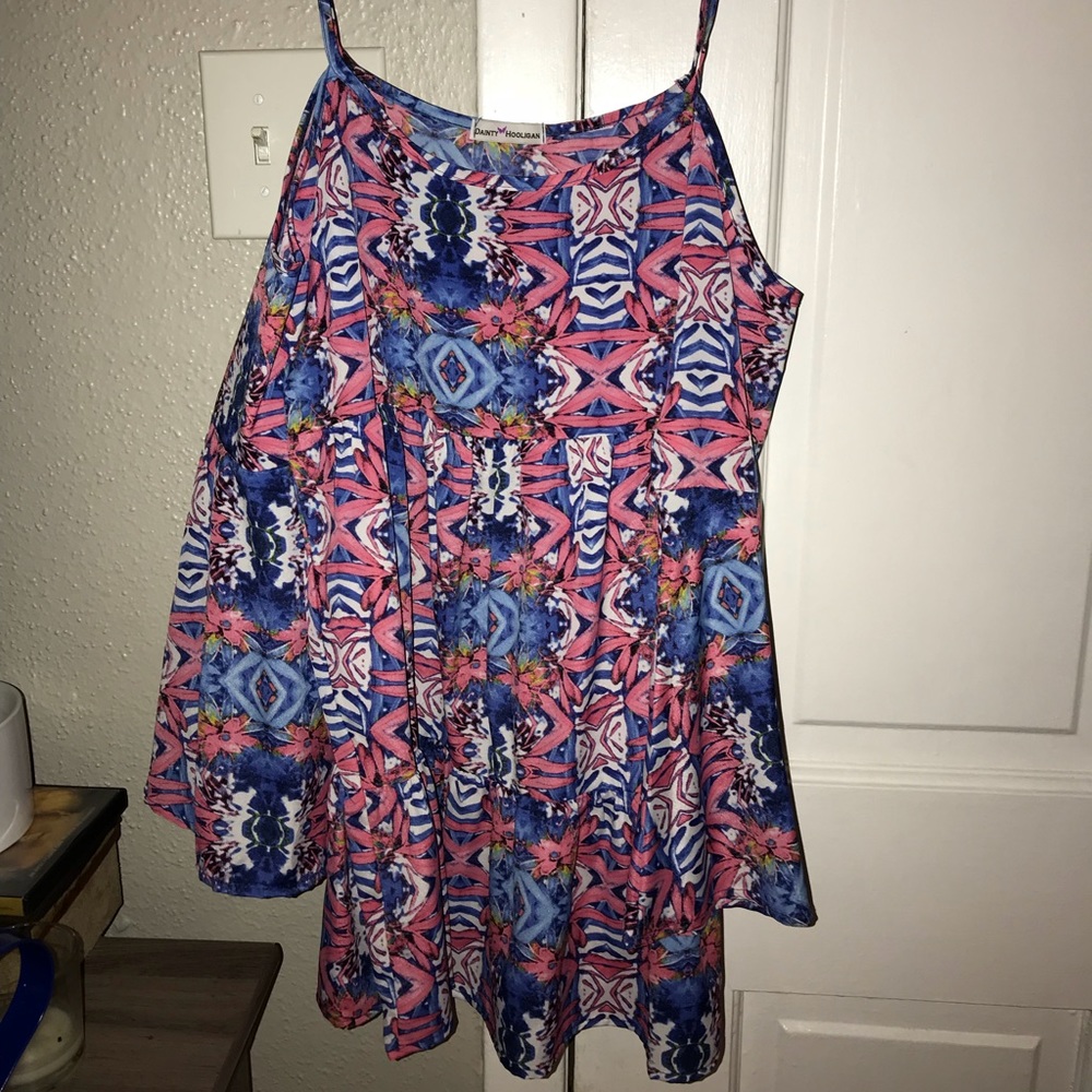 Multicolored cold shoulder tunic/mini dress SMALL